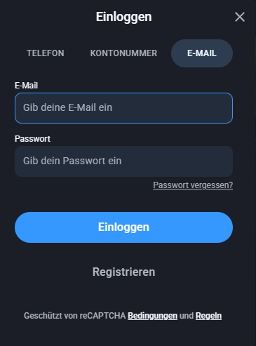 Twin Casino Login mit E-Mail-Adresse, Passwort und Link zur Passwortwiederherstellung
