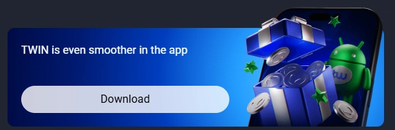 Twin Casino app download banner promoting the mobile app