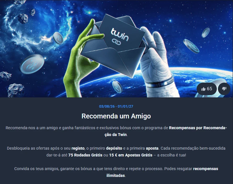 Programa de recomendação de amigos do Twin Casino com recompensas