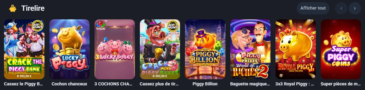 Jeux de machines à sous de la catégorie Tirelire sur Twin Casino.