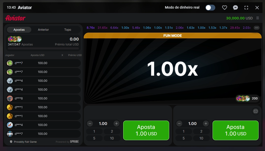 Jogo de crash Aviatrix no Twin Casino com multiplicador e opções de aposta