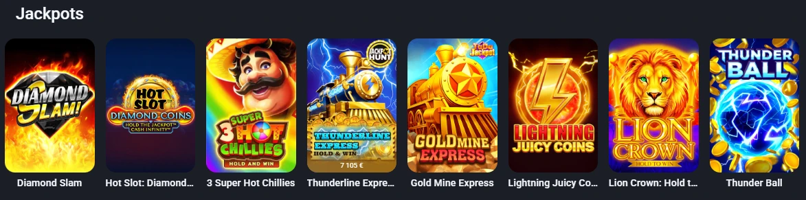 Prateleira de jogos com jackpots no Twin Casino