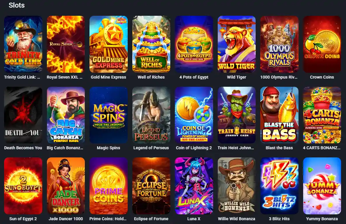 Catálogo de slots do Twin Casino com vários jogos disponíveis
