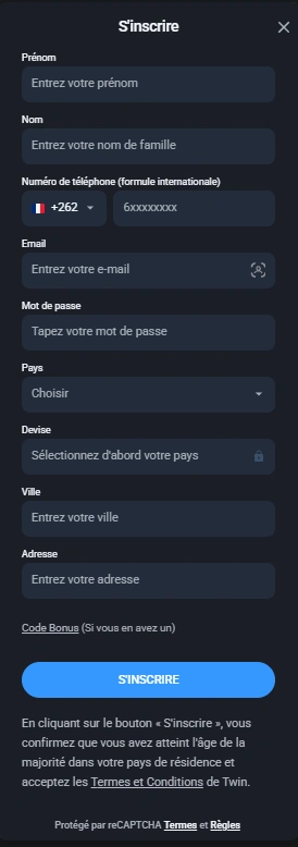 twin casino s'inscrire