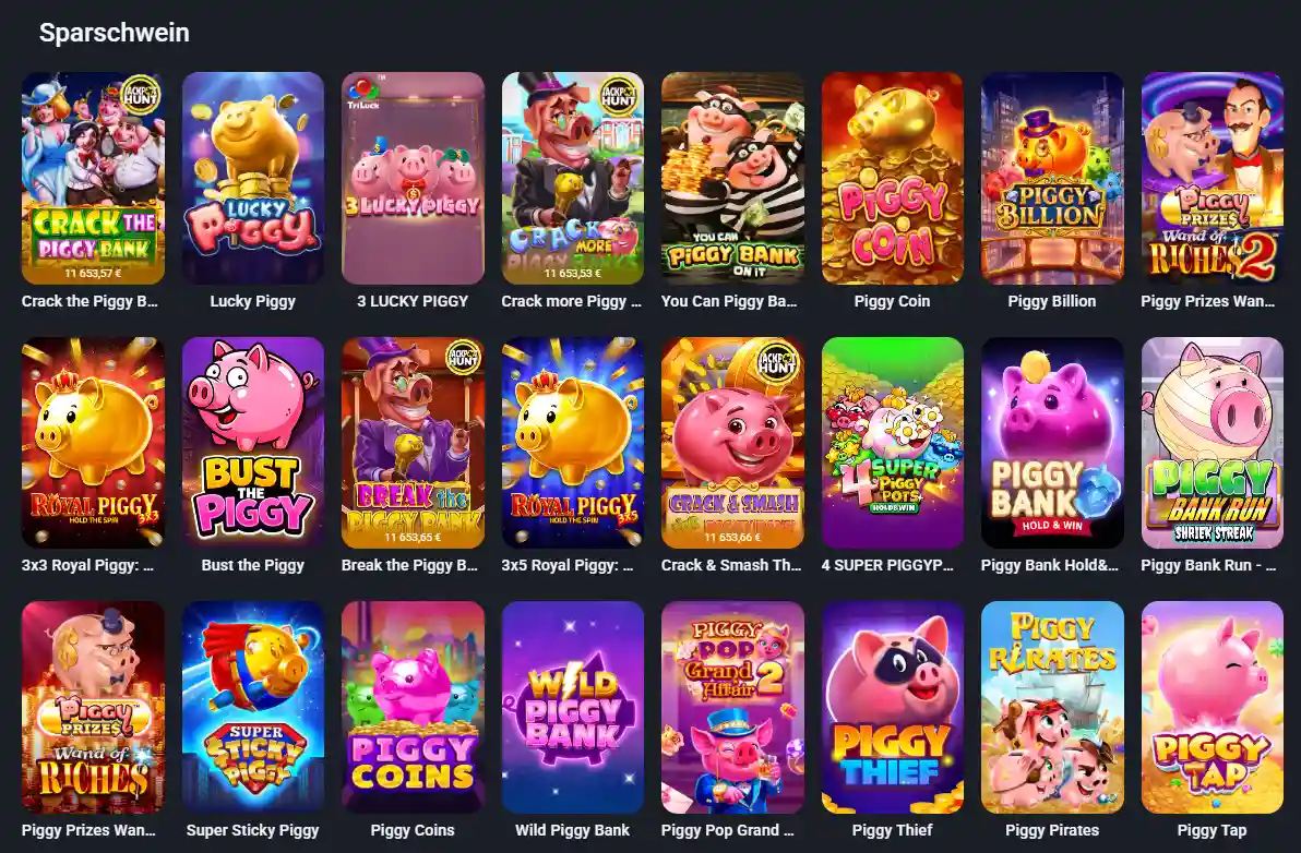 Twin Casino Sparschwein Spiele mit verschiedenen Piggy-Bank-Slots